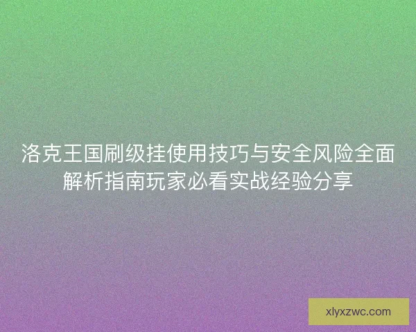洛克王国刷级挂使用技巧与安全风险全面解析指南玩家必看实战经验分享